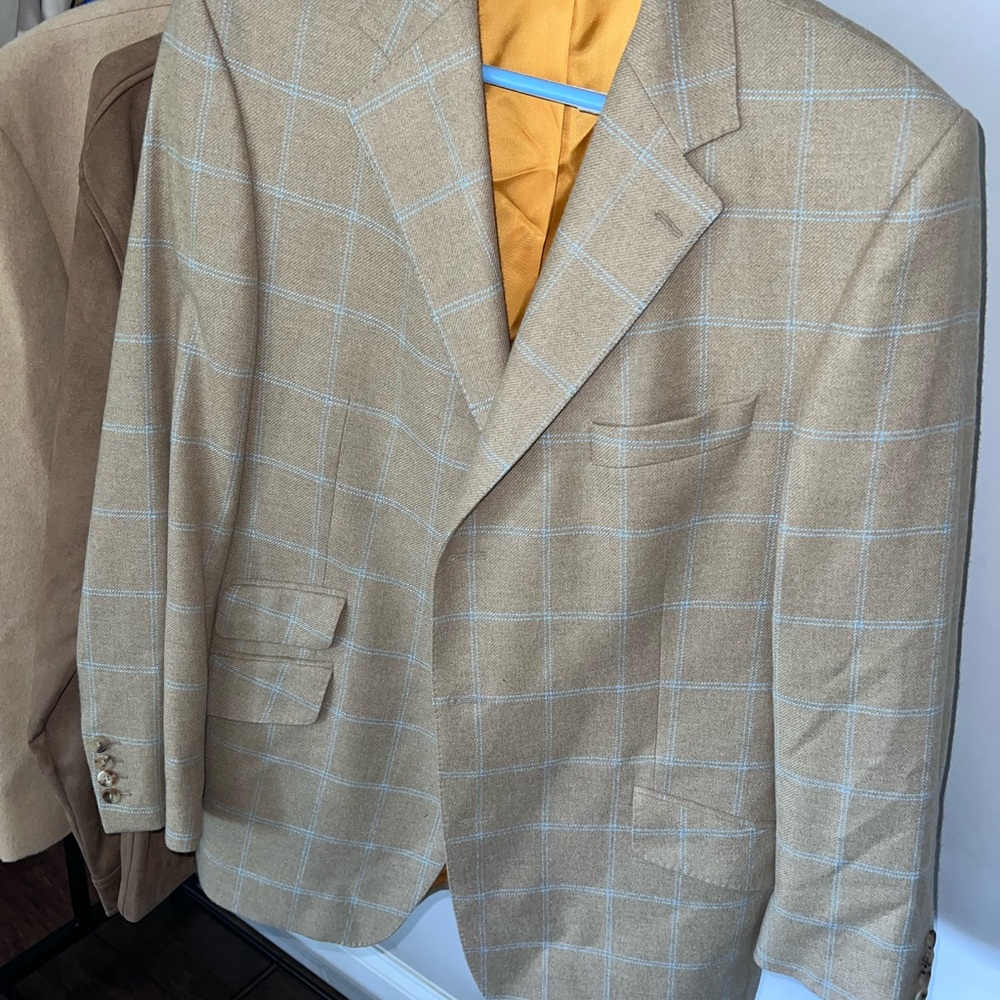 Classic Tan Checkered Men's Blazer